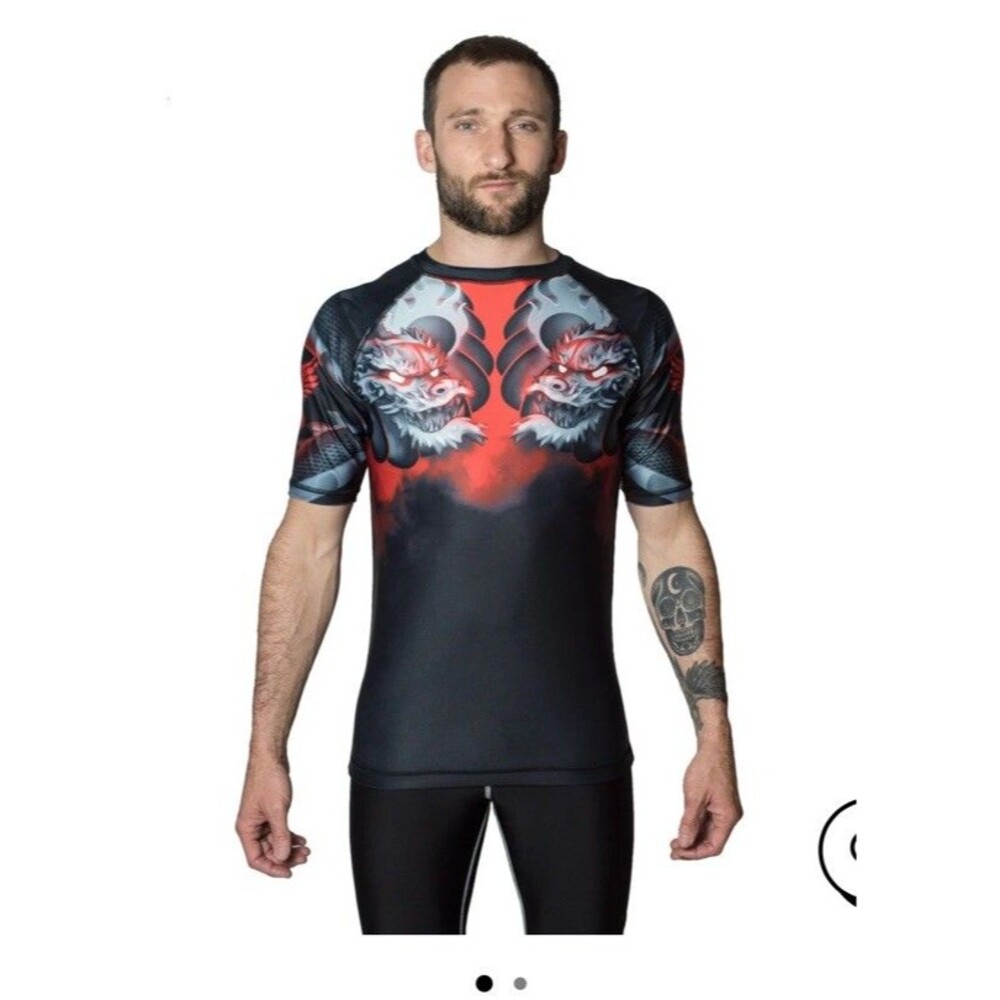 Illustrated Geisha Rash Guard MMA Martial Arts Fighter Size S NWT